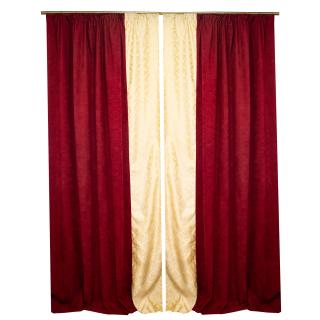 Set draperii Velaria baroc auriu cu grena pe verticala, 2x160x245 cm