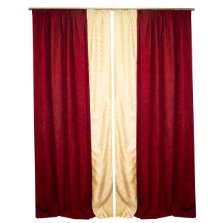 Set draperii Velaria baroc auriu cu grena pe verticala, 2x160x280 cm