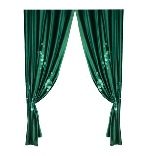 Set draperii Velaria catifea orhidee verde cu rejansa, 2 200x260 cm