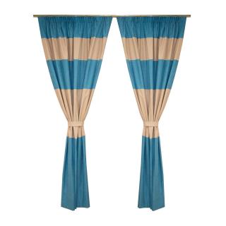 Set draperii Velaria dungi turcoaz-bej, 2x145x260 cm