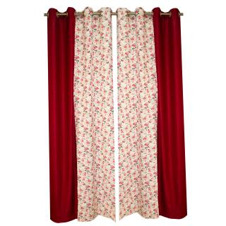 Set draperii Velaria flori rosii, 2x115x225 cm