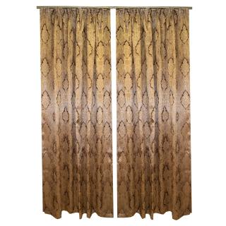 Set draperii Velaria maro cu model baroc, 2x200x250 cm