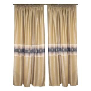 Set draperii Velaria soft crem cu imprimeu baroc, 2x160x250 cm