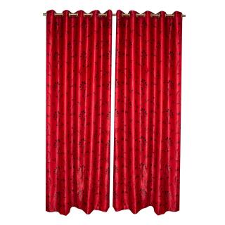 Set draperii Velaria spic rosu cu capse, 2x150x265 cm