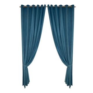 Set draperii Velaria suet turcoaz, 2x160x250 cm