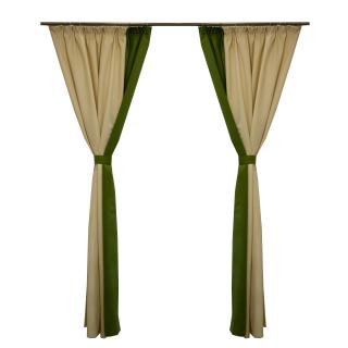 Set draperii Velaria suet verde cu ivoire, 2x145x250 cm