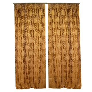 Set draperii Velaria tafta maro cu flori, 2x130x285 cm