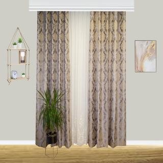 Set draperii Velaria tafta premium gri cu rejansa, 2x150x260 cm