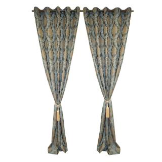 Set draperii Velaria turcoaz cu imprimeu baroc, 2 150x260 cm