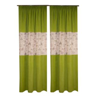 Set draperii Velaria, verde cu imprimeu, 2 130x260 cm