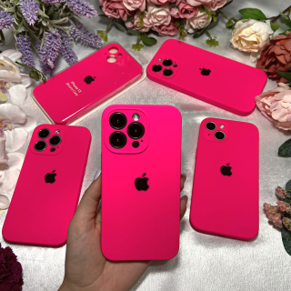 Husa din Silicon cu Protectie Camera pentru iPhone 11, Pink-Neon