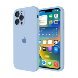 Husa din Silicon cu Protectie Camera pentru iPhone 13, Blue