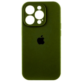 Husa din Silicon cu Protectie Camera pentru iPhone 13, Camo Green