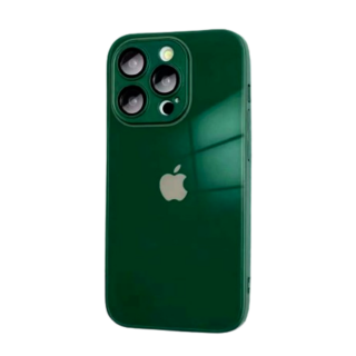 Husa din Sticla si Silicon cu Protectie Lentile Camera pentru iPhone 11, Green-Glossy