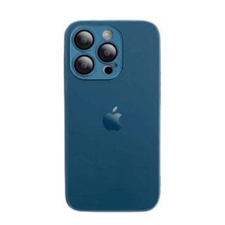 Husa din Sticla si Silicon cu Protectie Lentile Camera pentru iPhone 11, Navy Blue-Mat