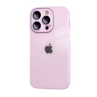 Husa din Sticla si Silicon cu Protectie Lentile Camera pentru iPhone 11, Pink-Glossy