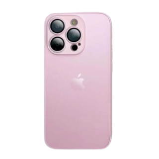 Husa din Sticla si Silicon cu Protectie Lentile Camera pentru iPhone 11, Pink-Mat