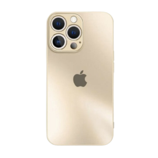 Husa din Sticla si Silicon cu Protectie Lentile Camera pentru iPhone 11 Pro, Gold - Mat