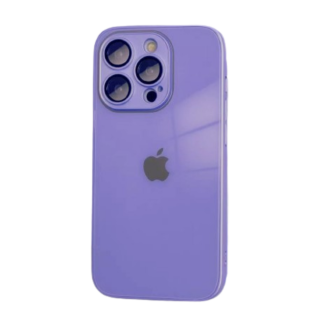 Husa din Sticla si Silicon cu Protectie Lentile Camera pentru iPhone 11 Pro Max, Purple-Glossy