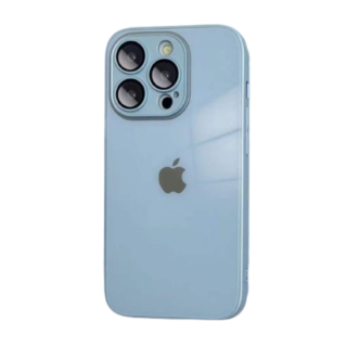 Husa din Sticla si Silicon cu Protectie Lentile Camera pentru iPhone 11 Pro Max, Sierra Blue-Glossy