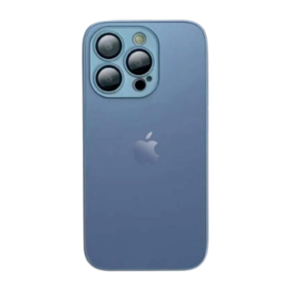 Husa din Sticla si Silicon cu Protectie Lentile Camera pentru iPhone 11 Pro Max, Sierra Blue-Mat