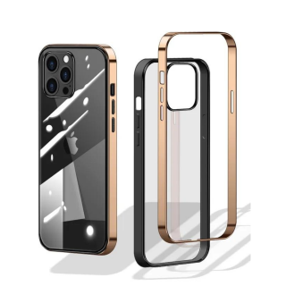 Husa Electroplated Frame pentru iPhone 12 12 Pro, Gold