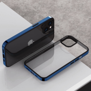 Husa Electroplated Frame pentru iPhone 12 12 Pro, Navy Blue