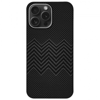 Husa iPhone 15 Pro Max, Kevlar Aramid Fiber with MagSafe, Black Waves