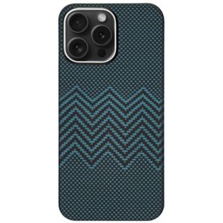 Husa iPhone 16 Pro Max, Kevlar Aramid Fiber with MagSafe, Blue Waves
