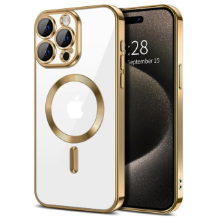 Husa Luxury MagSafe cu Protectie Lentile Camera si Anti-Shock pentru iPhone 11 Pro, Gold