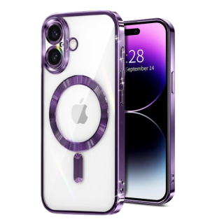 Husa Luxury MagSafe cu Protectie Lentile Camera si Anti-Shock pentru iPhone 16, Deep Purple