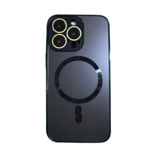 Husa MagSafe AG Glass Shockproof cu protectie camera pentru iPhone 12, Graphite Black Mat