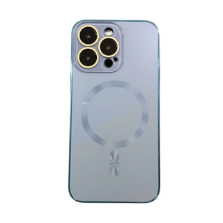 Husa MagSafe AG Glass Shockproof cu protectie camera pentru iPhone 12 Pro, Sierra Blue Mat