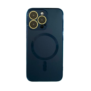 Husa MagSafe AG Glass Shockproof cu protectie camera pentru iPhone 14 Pro Max, Navy Blue Mat