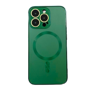 Husa MagSafe AG Glass Shockproof cu protectie camera pentru iPhone 15, Cangling Green