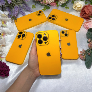 Husa Pentru iPhone 11 Pro Max Sticla si Silicon, Orange-Lemon