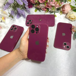 Husa Pentru Iphone 11 Pro Max Sticla si Silicon, Purple-Red