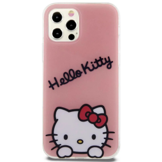 Husa pentru iPhone 12 12 Pro Hello Kitty IML Head Logo Case, Pink