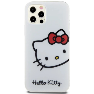 Husa pentru iPhone 12 12 Pro Hello Kitty IML Head Logo Case, White