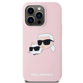 Husa pentru iPhone 14 Pro Max, Karl Lagerfeld Liquid Silicone Double Heads MagSafe, Pink, KLHMP14XSKCHPPLP