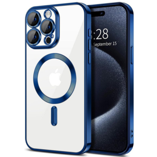 Husa pentru iPhone 14 Pro Max, Luxury MagSafe Anti-Shock cu Protectie Lentile Camera, Blue