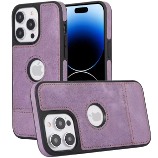 Husa pentru iPhone 15 Plus din Piele, New Business, Purple Mat
