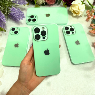 Husa Pentru Iphone 15 Plus, Sticla si Silicon, Green Lite