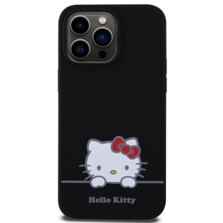 Husa pentru iPhone 15 Pro Max Hello Kitty Liquid Silicone Daydreaming Logo, Black