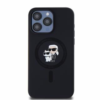 Husa pentru iPhone 15 Pro Max Karl Lagerfeld Silicone Ring MagSafe (KLHMP15XSCMKCRHK) KarlChoupette, Black