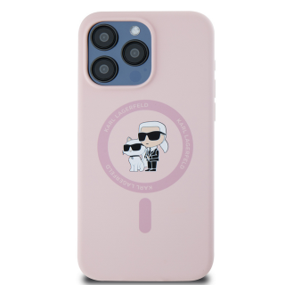 Husa pentru iPhone 15 Pro Max Karl Lagerfeld Silicone Ring MagSafe (KLHMP15XSCMKCRHP) KarlChoupette, Pink