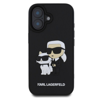 Husa pentru iPhone 16 Karl Lagerfeld 3D Rubber Karl and Choupette, Black