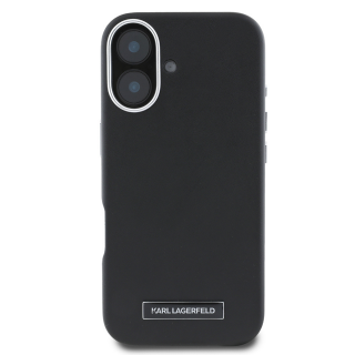 Husa pentru iPhone 16 Karl Lagerfeld, Leather MagSafe (KLHMP16SPGMSRPK) - FW Metal Plate, Black