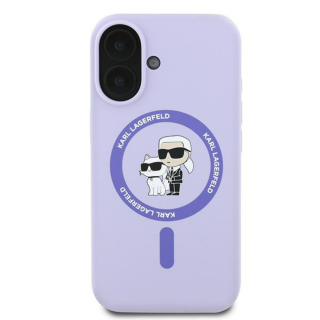 Husa pentru iPhone 16 Karl Lagerfeld Silicone Ring MagSafe (KLHMP16SSCMKCRHU) KarlChoupette, Purple