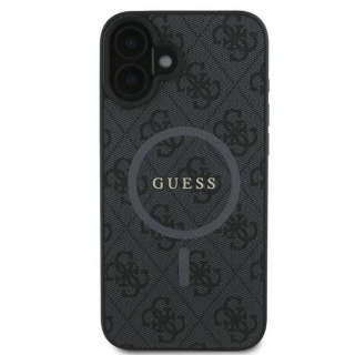 Husa pentru iPhone 16 Plus Guess PU Leather 4G Colored Ring MagSafe, Black